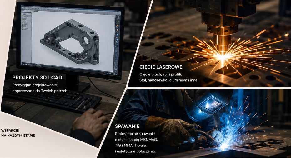 Projekt CAD, cięcie laserowe i spawanie w Mklik